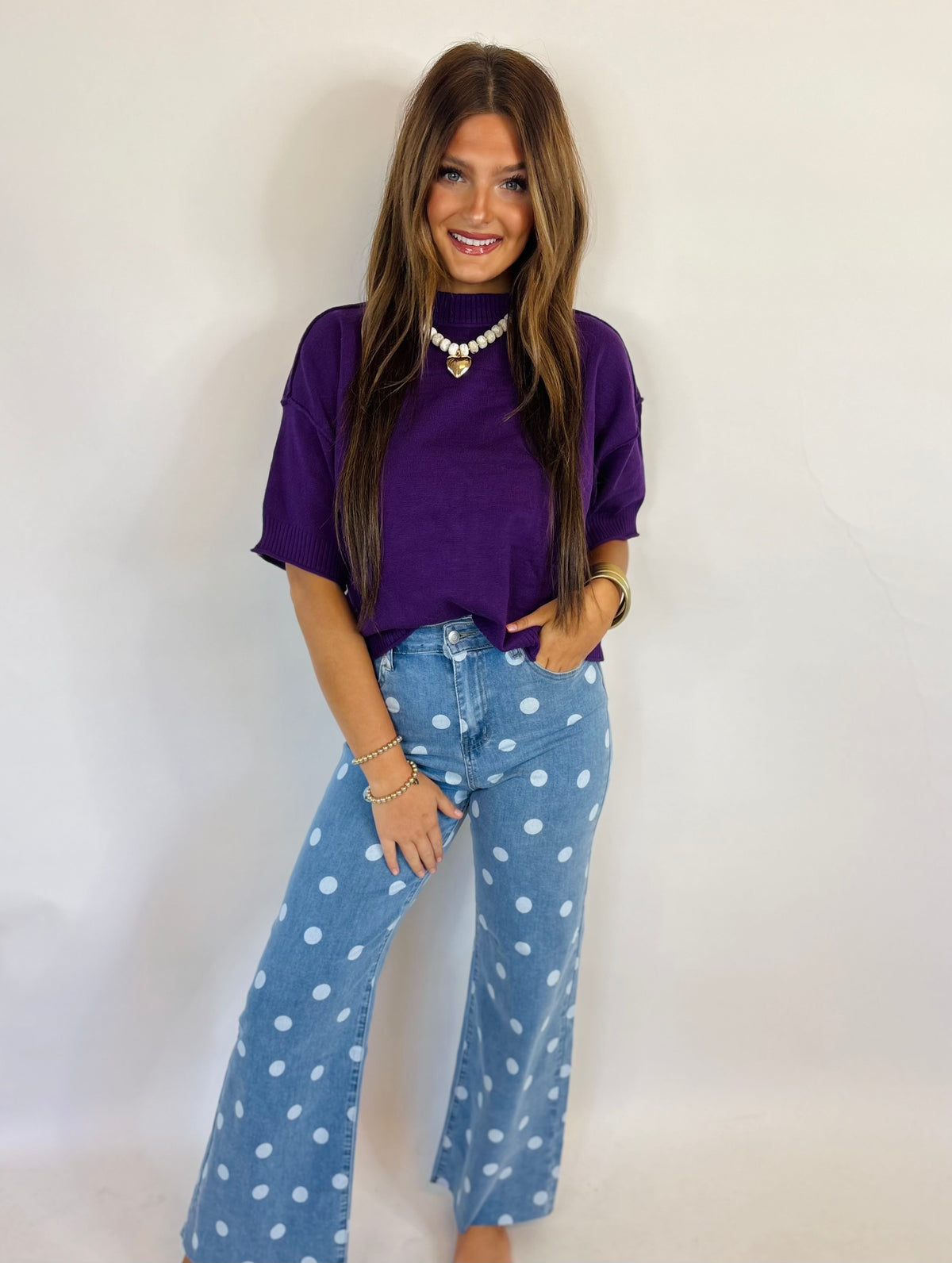 Relaxed CrewNeck Sweater-Purple