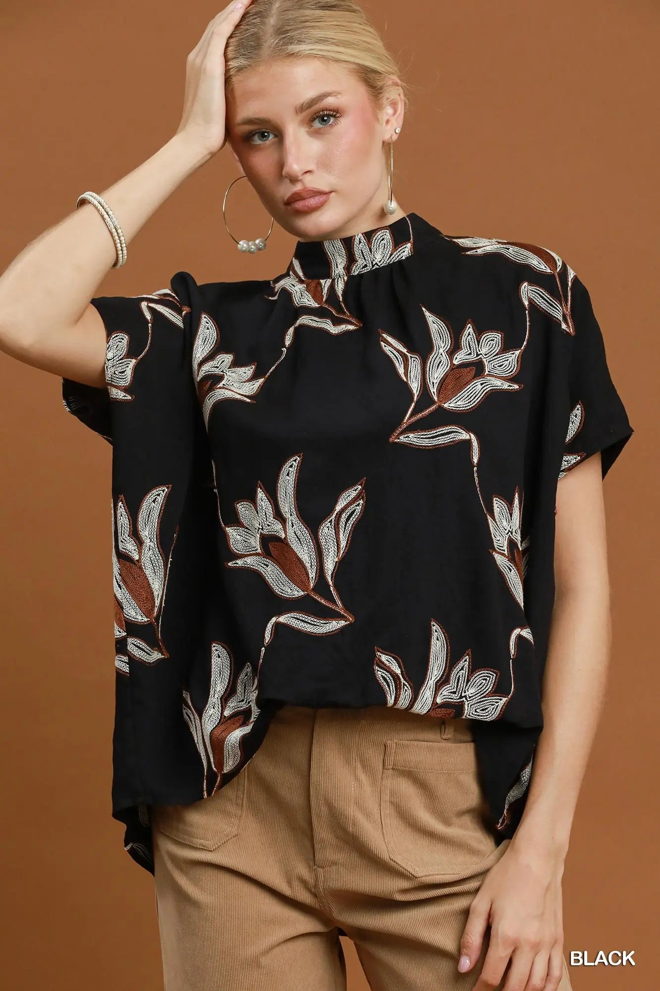 Umgee Black Floral Top