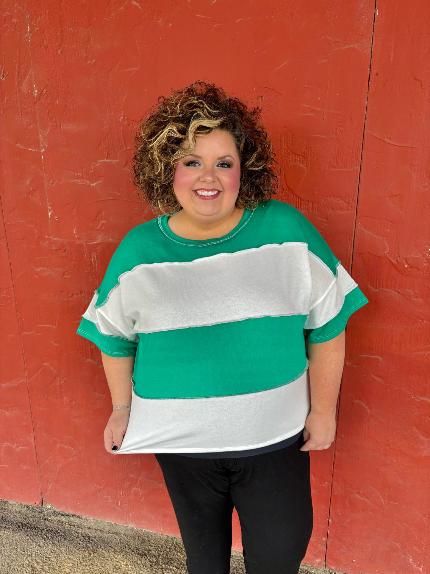 Plus Stripe Exposed Seam - K Green