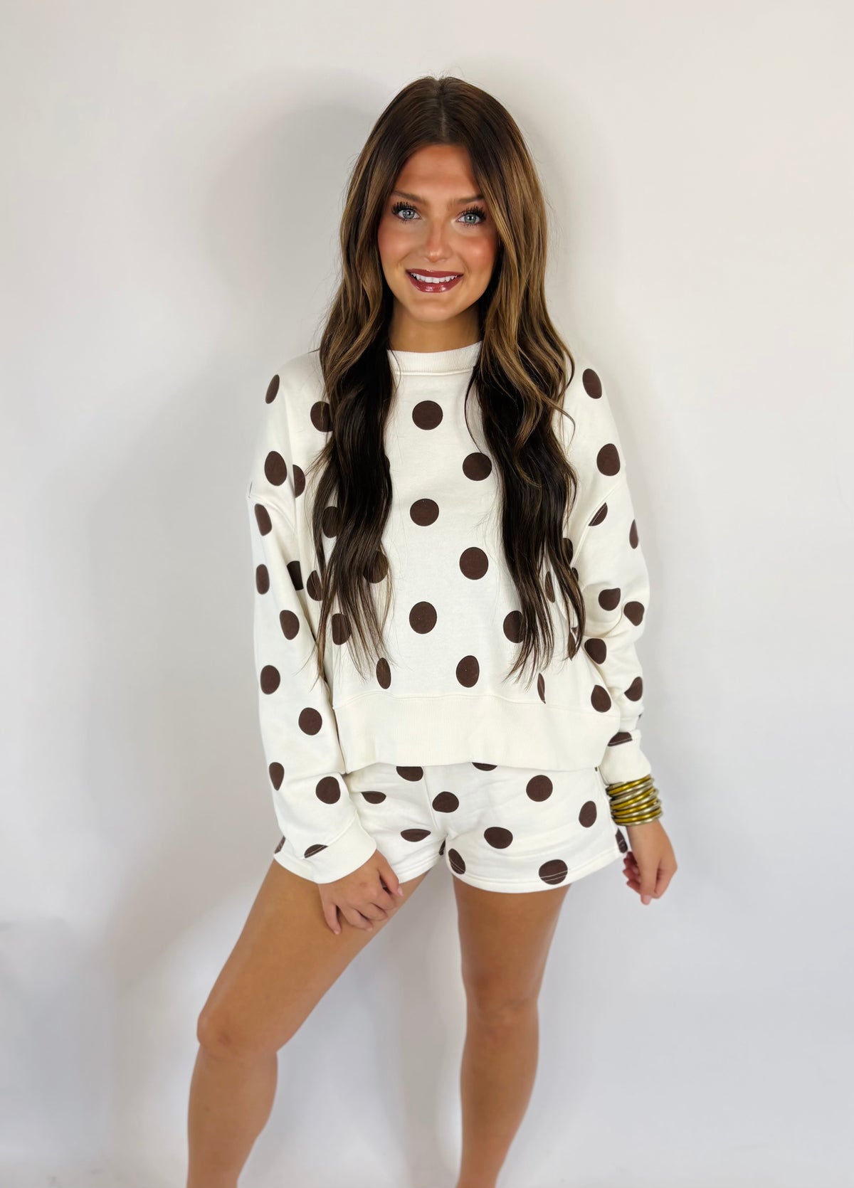 Polka Dot Shorts Set-Cream