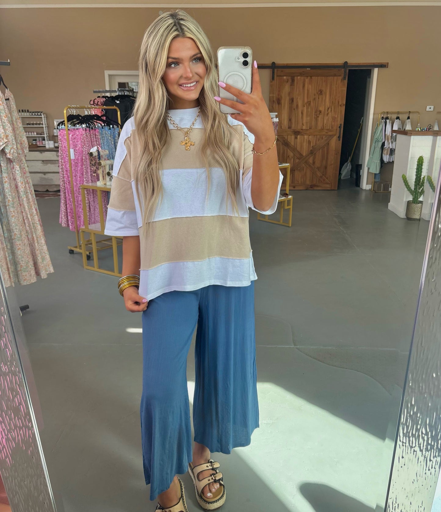 Color Block Stripe Top - Oat