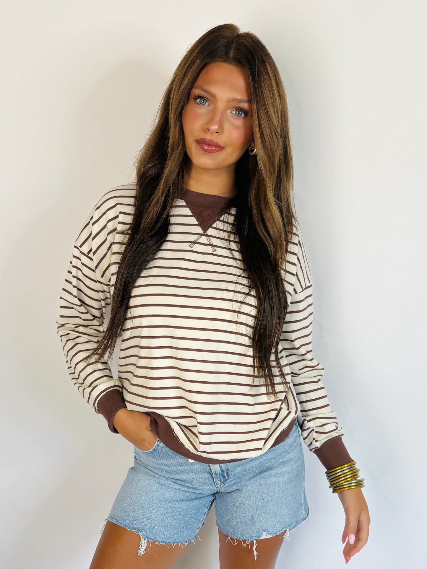 Mocha Stripe Top