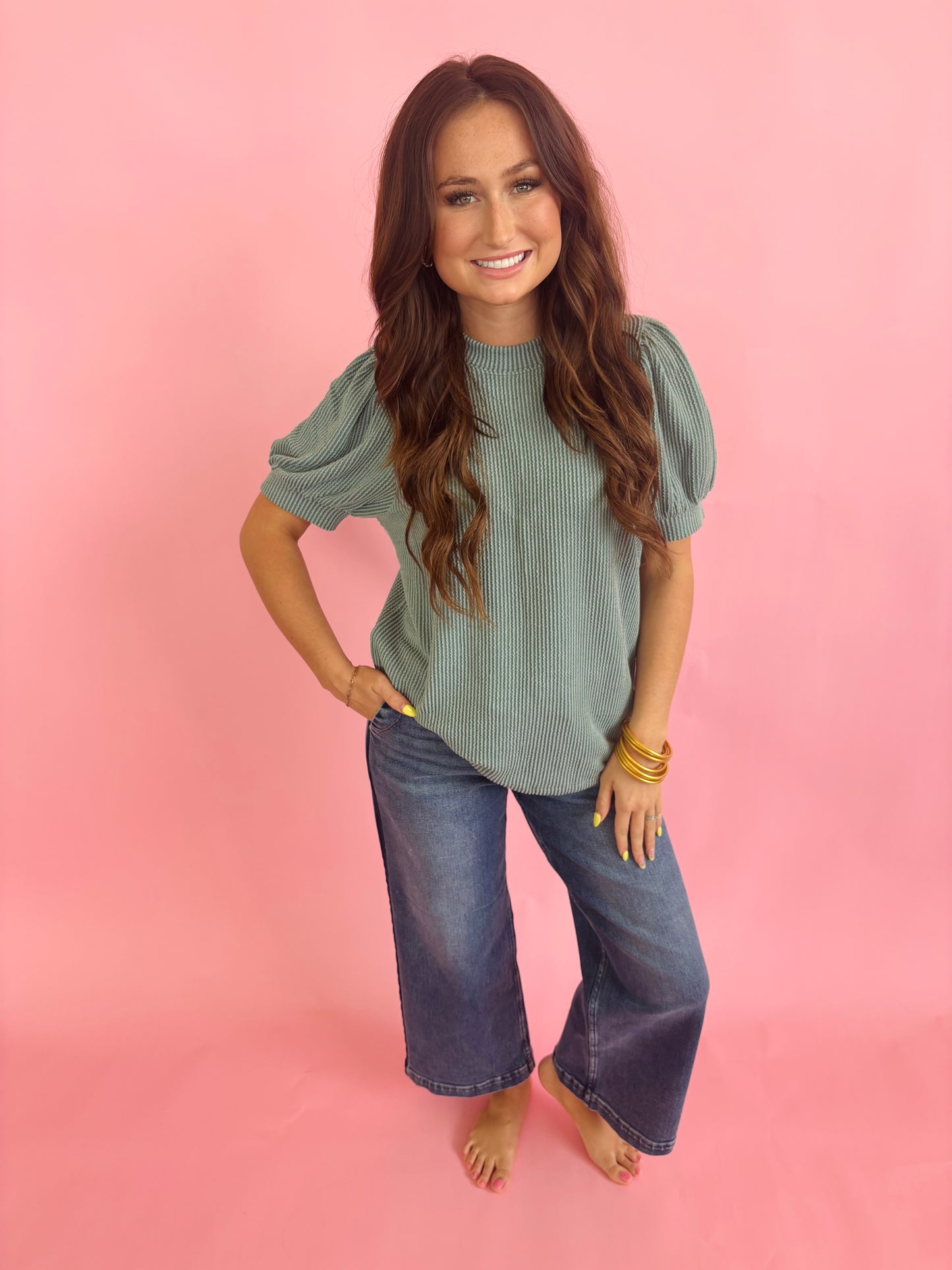 Puffy Sleeve Top - Jade