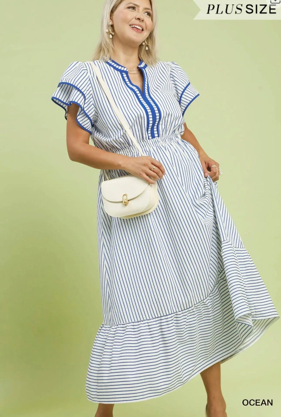Plus Blue Stripe Dress
