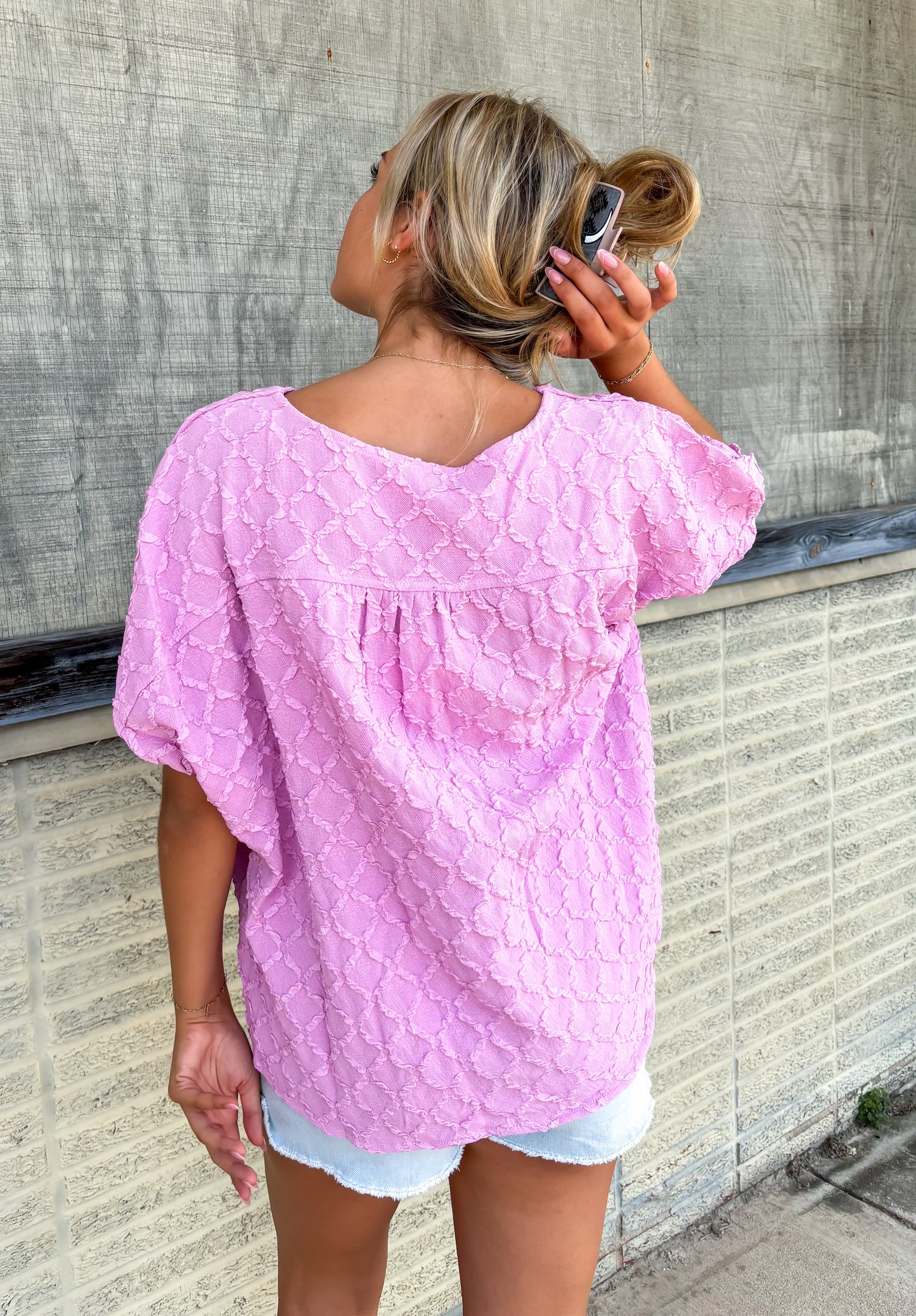 Umgee Pink Textured Dolman