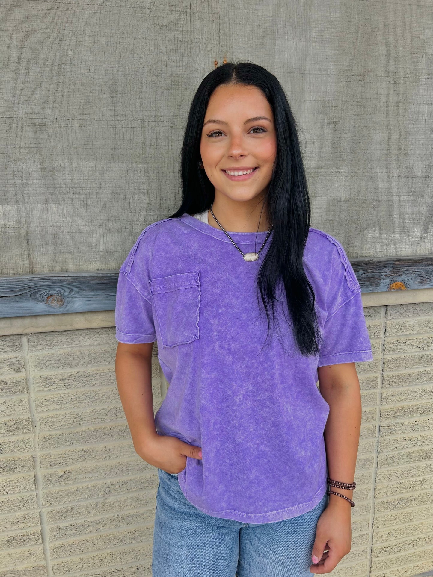 Snow wash round neck tee