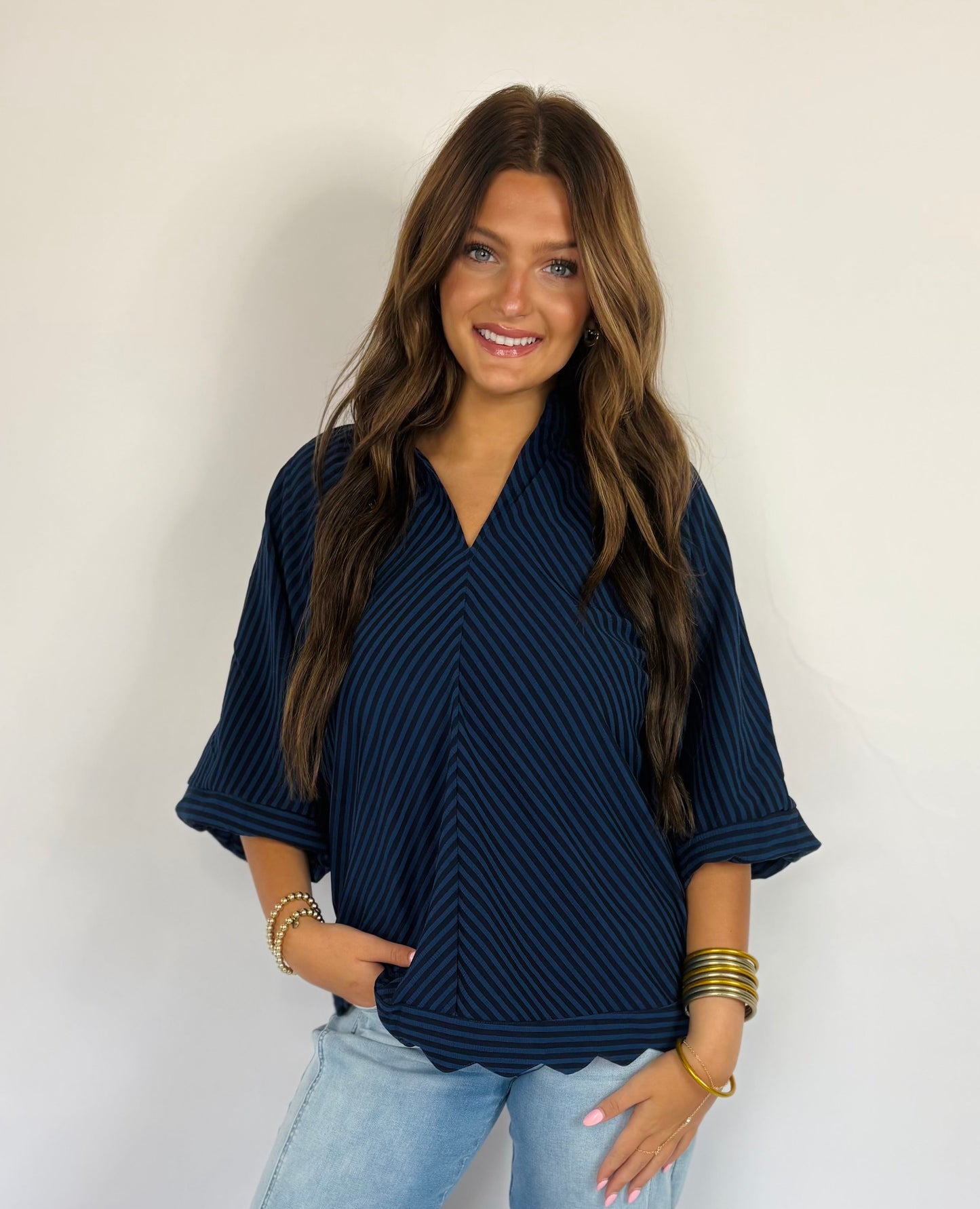 Navy Stripe Top