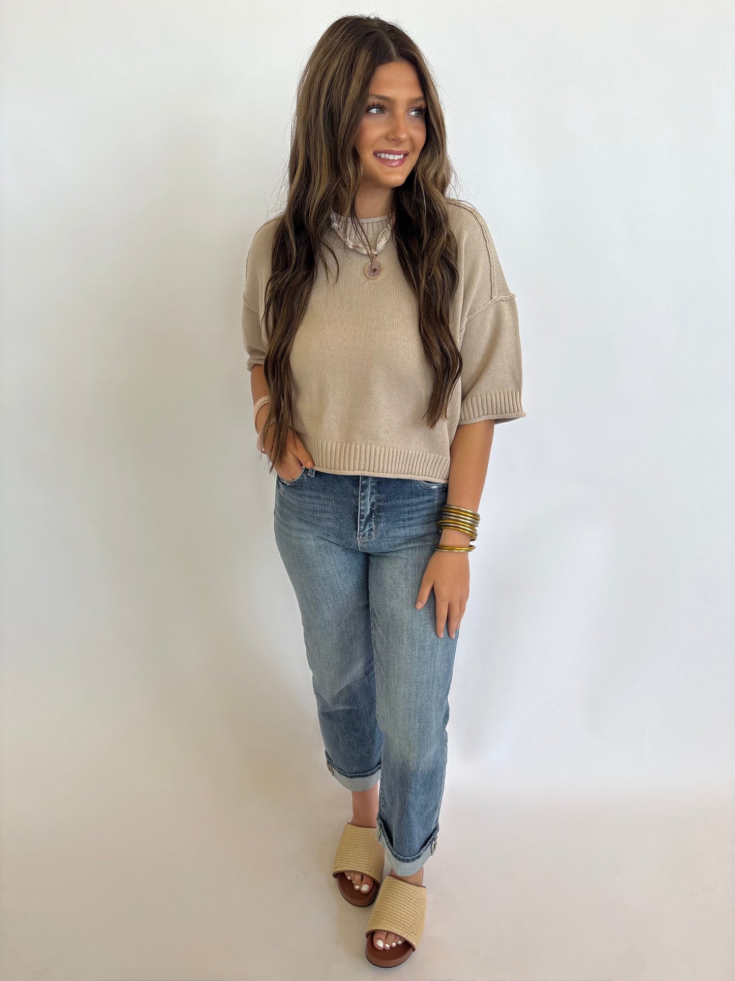 Exposed Seam Sweater-Steel