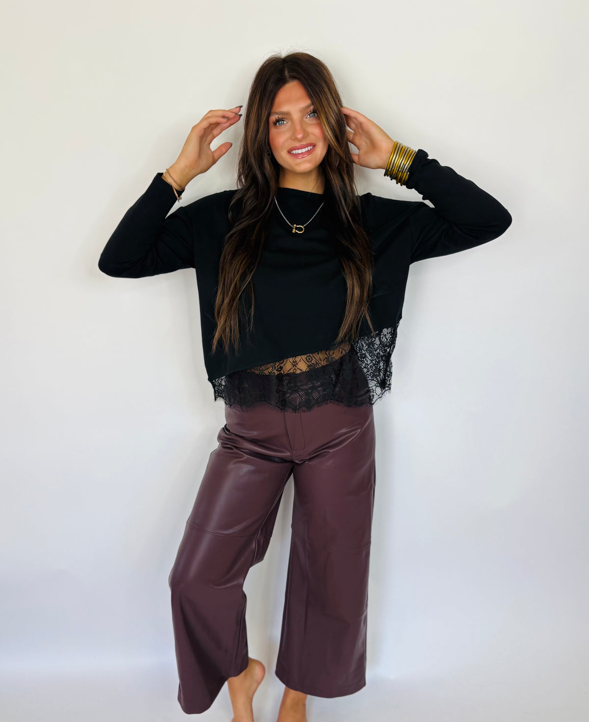 Long Sleeve Black Lace Top