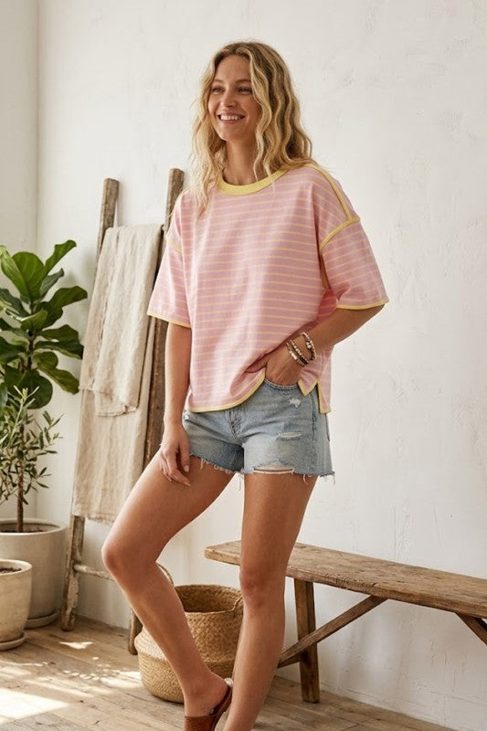 Pink/Yellow Relaxed Fit Tee