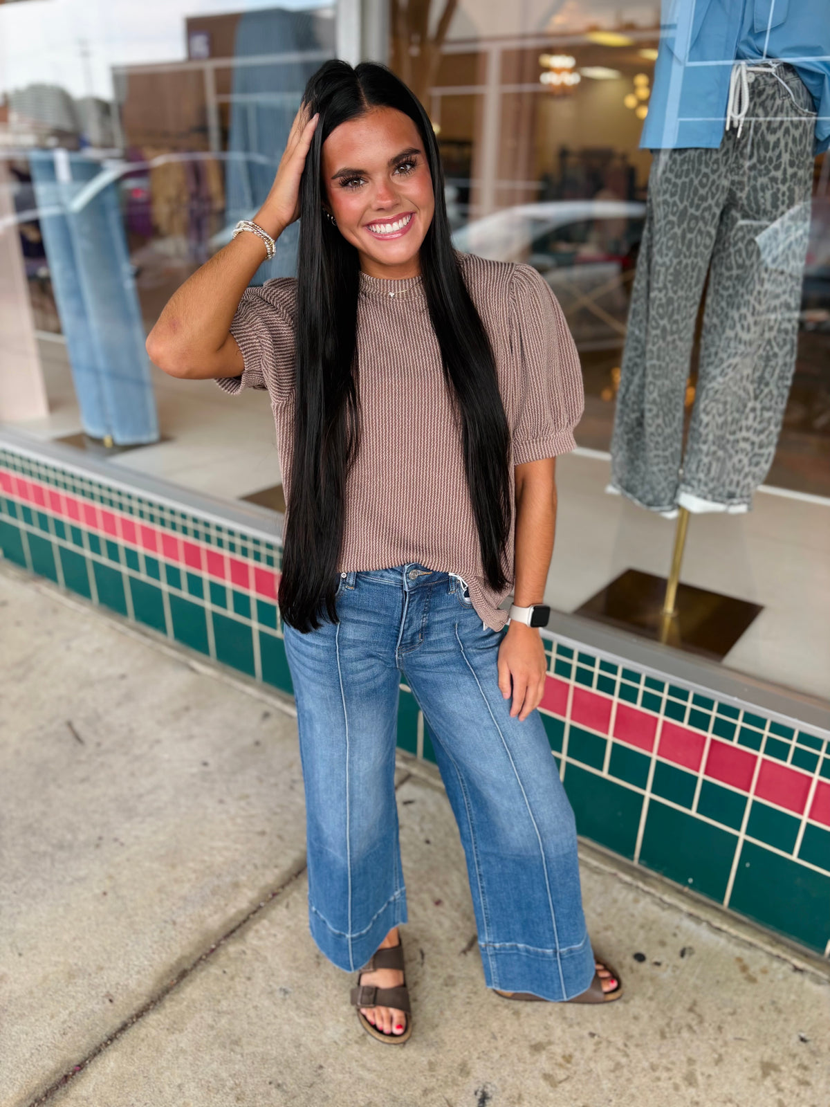 Puffy Sleeve Top-Mocha