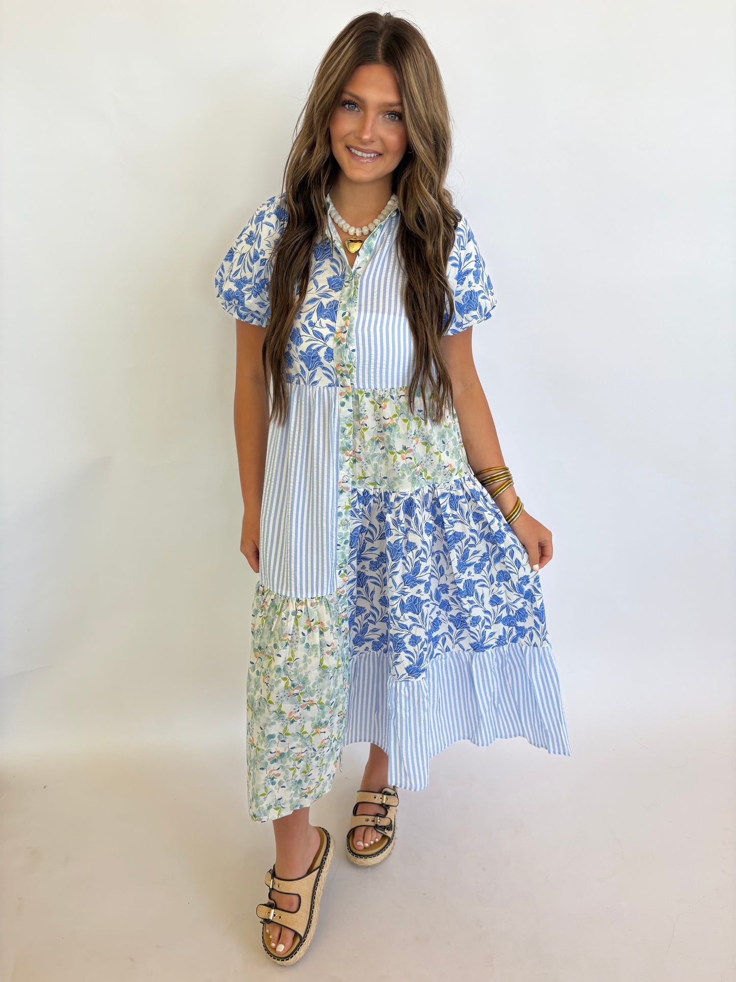 Gigio Mixed Floral Tier Dress
