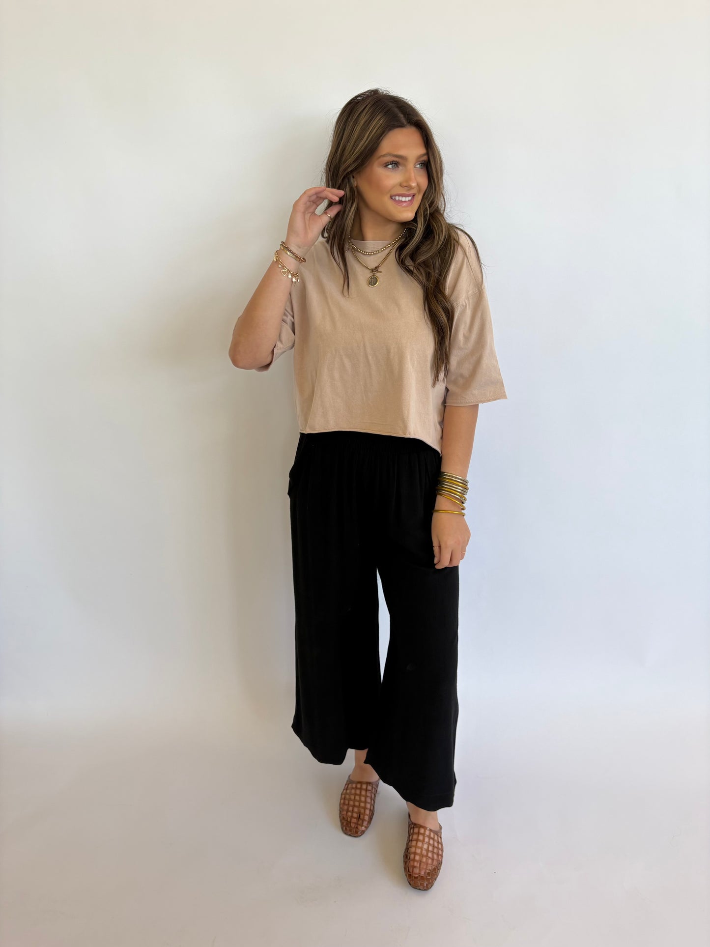 Umgee Linen Scallop Pant