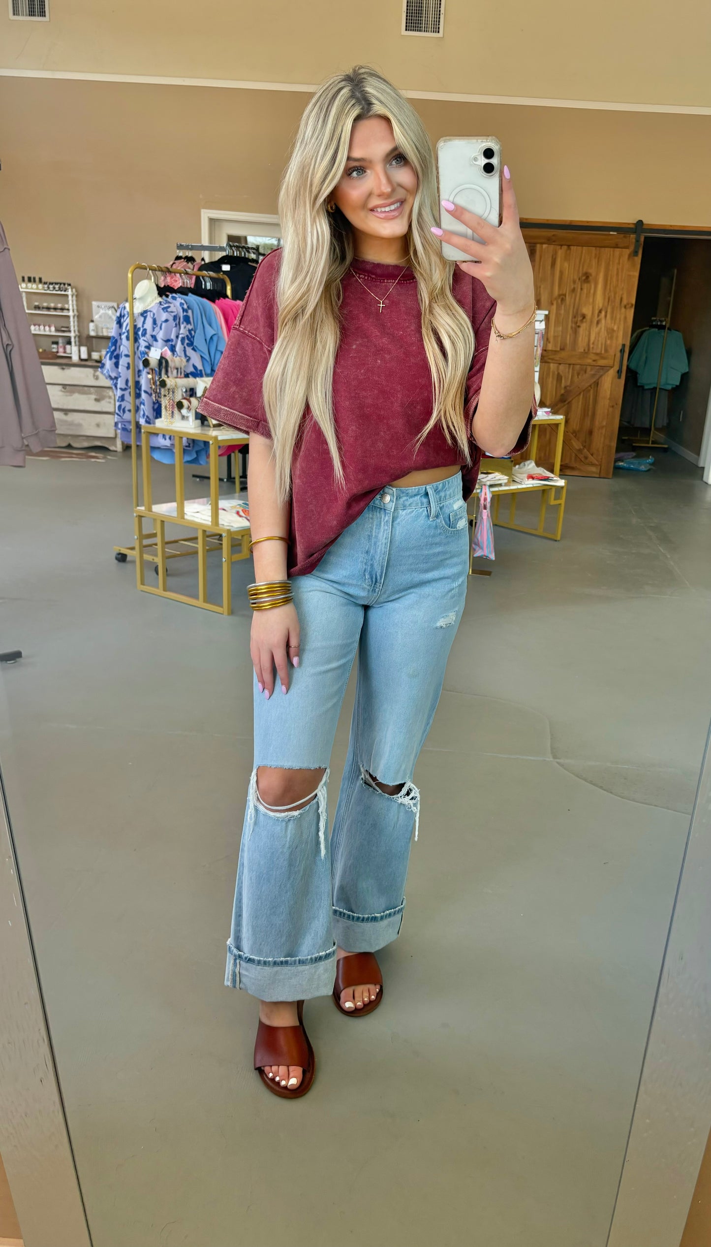 French Terry Tee - Cabernet