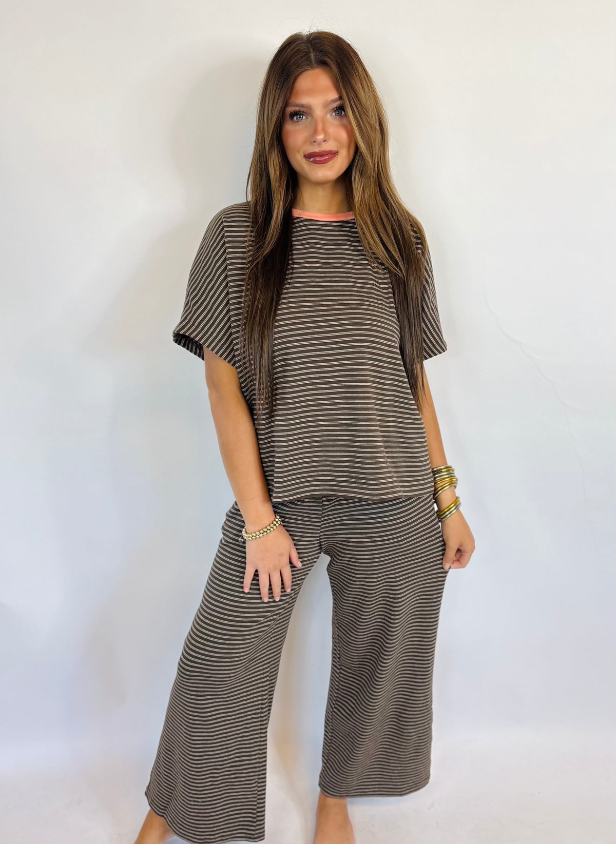 Chocolate Pant Stripe Set