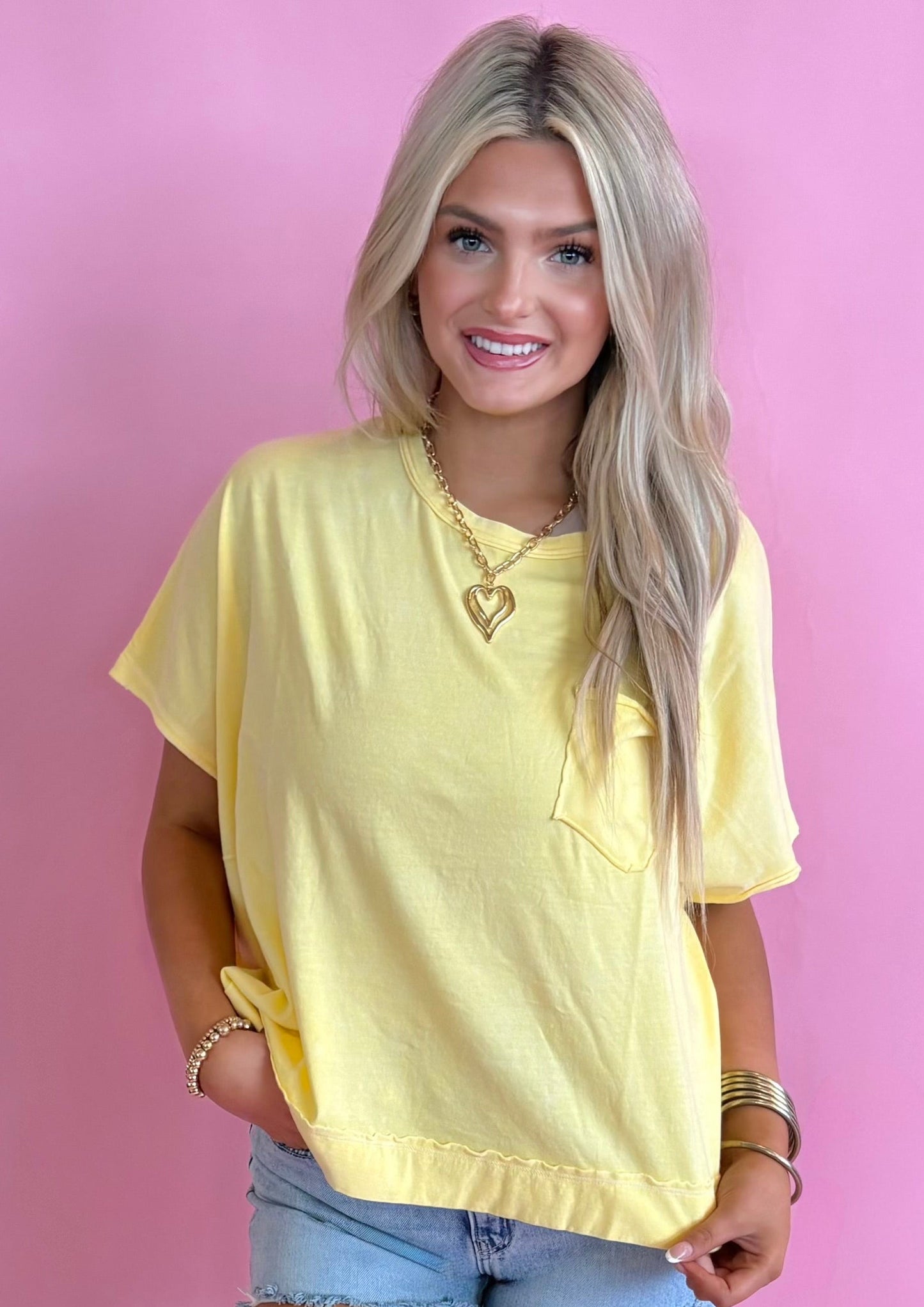 Zenana Pocket Tee-Butter