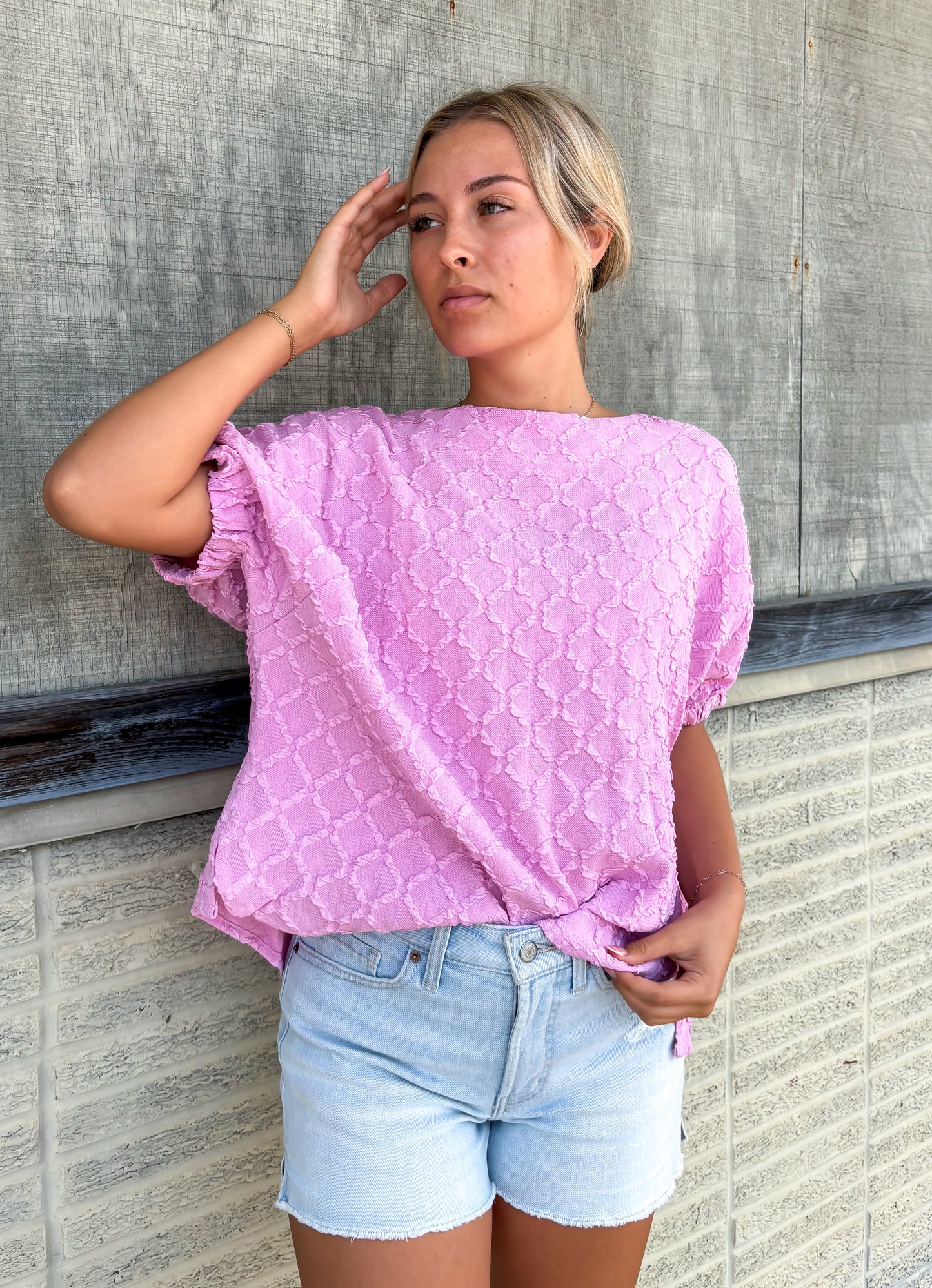 Umgee Pink Textured Dolman