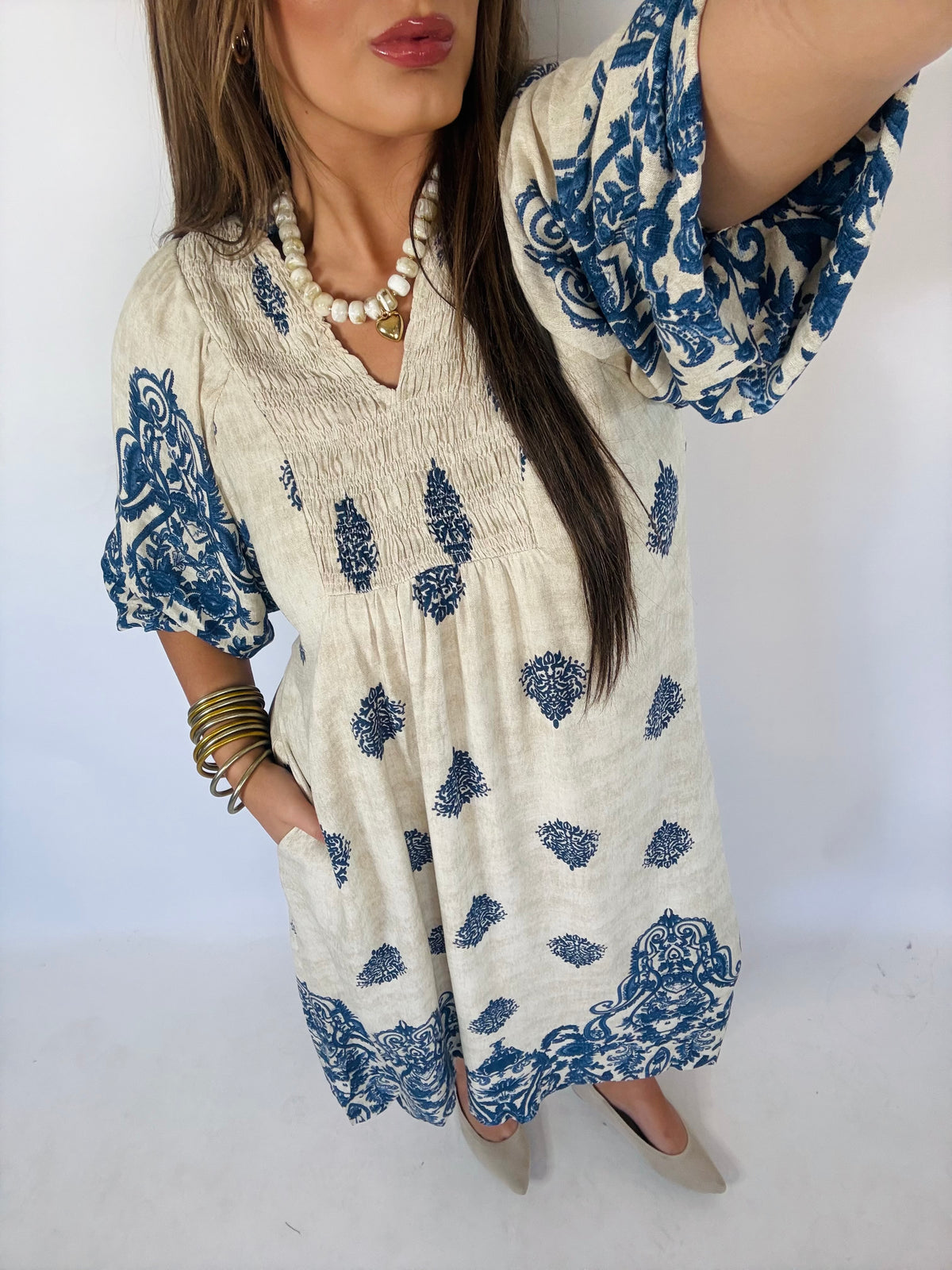 Umgee Tan/Blue Dress
