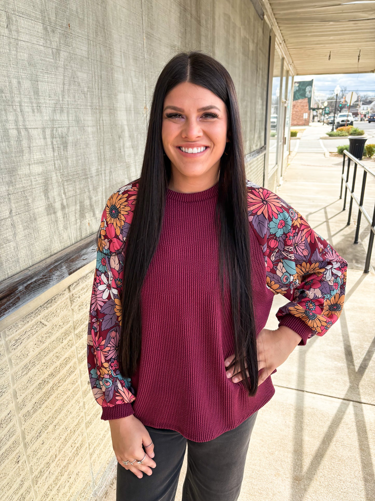 Burgundy Floral Top