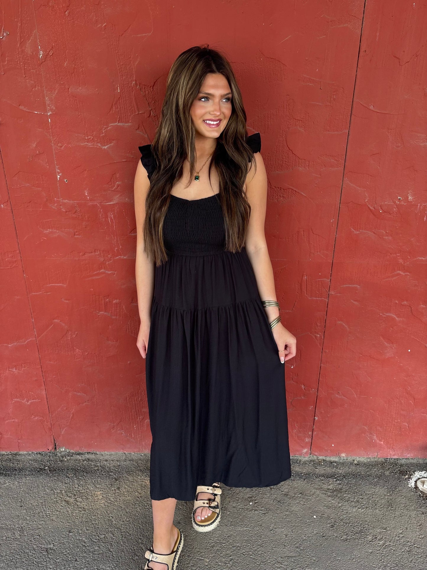 Ruffle Sleeve Midi (Black)