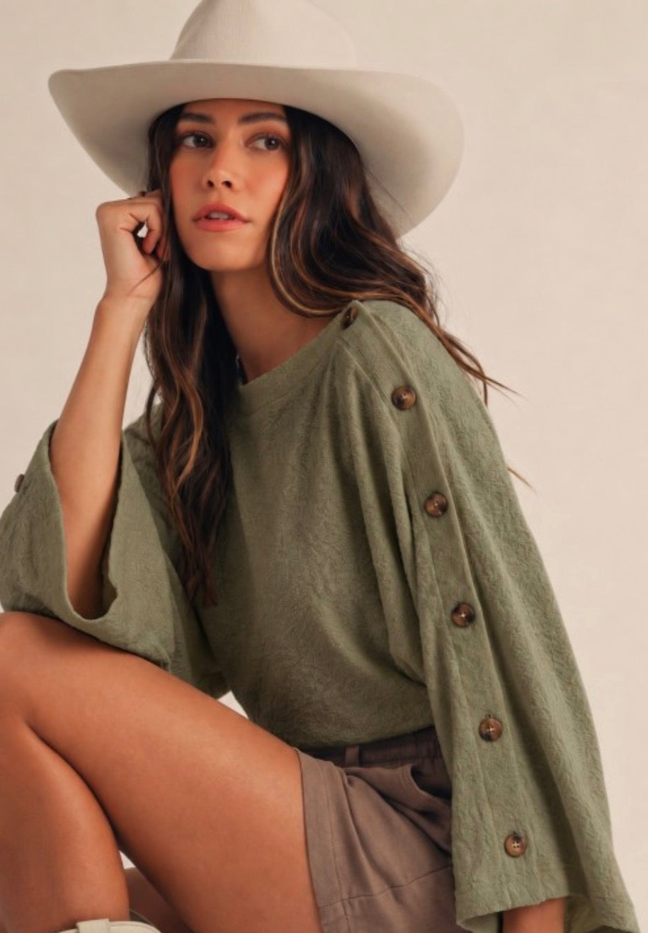 Olive Button Sweater