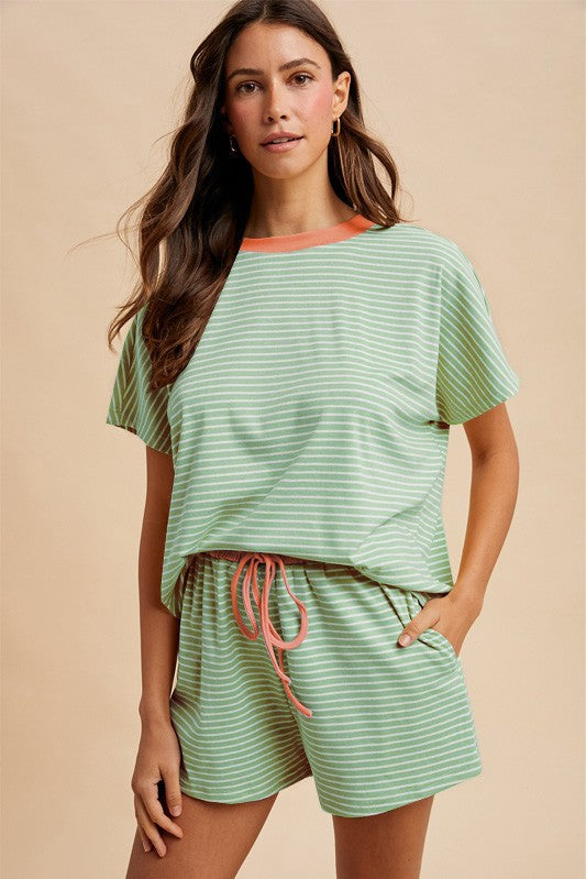 Loose Fit Set-Salmon/Pistachio