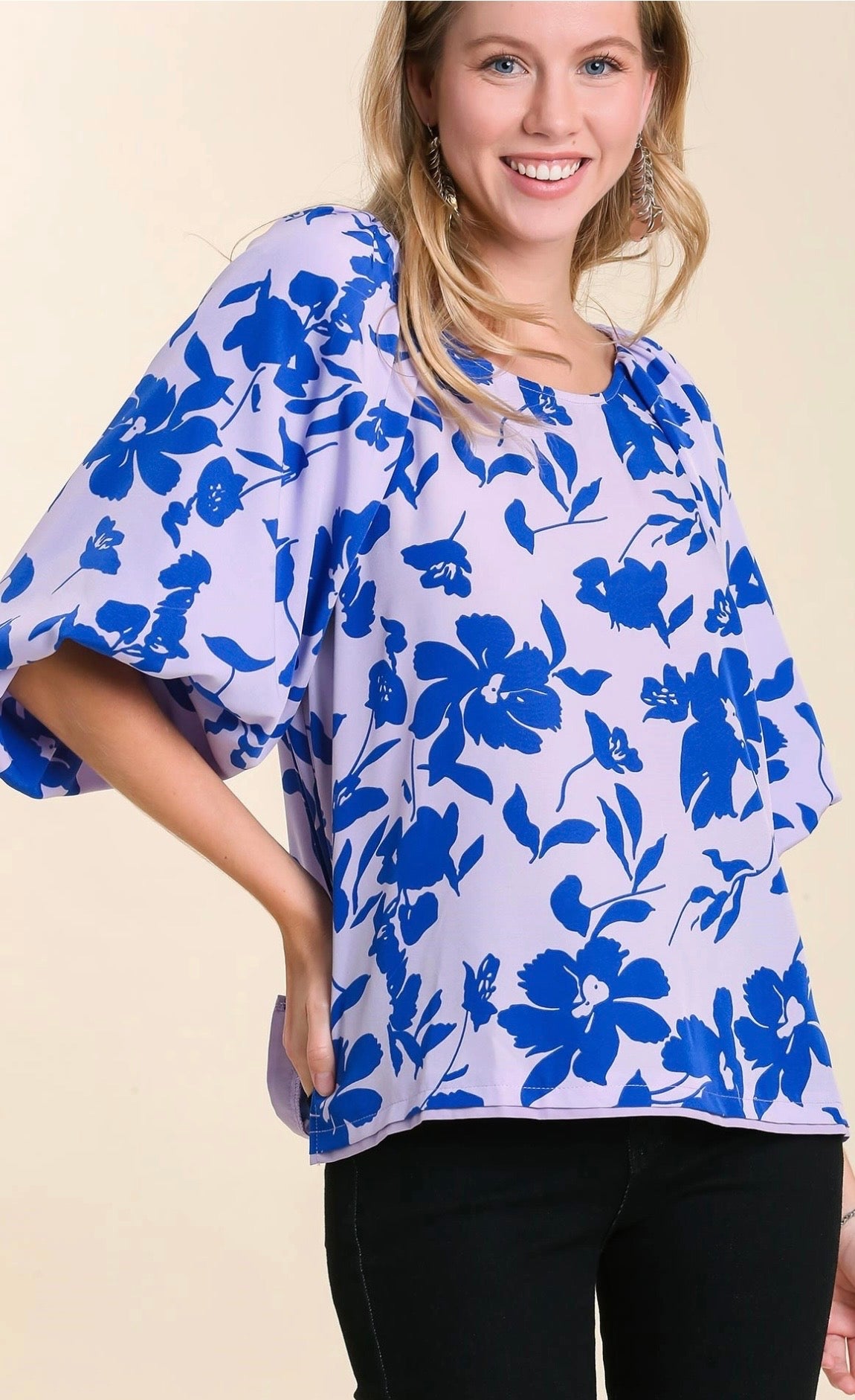 Umgee Lavender Floral Top