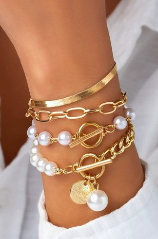 Pearl & Gold Stacked Bracelet