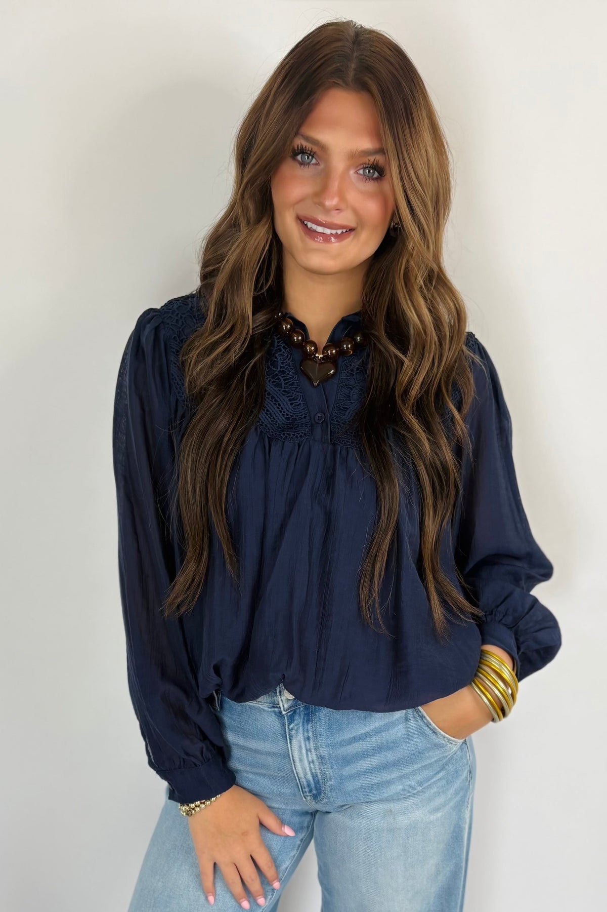 Gigio Navy Bubble Top