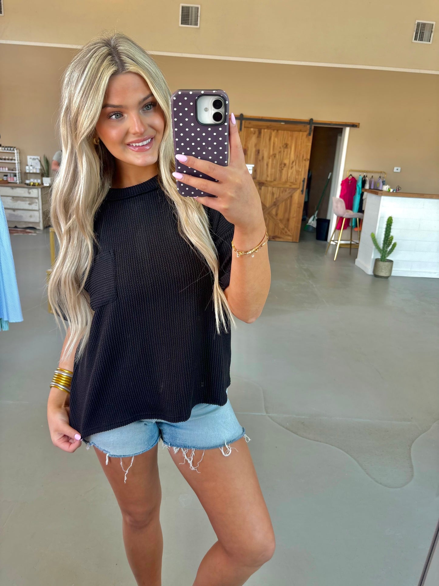 Raised Rib Pocket Top