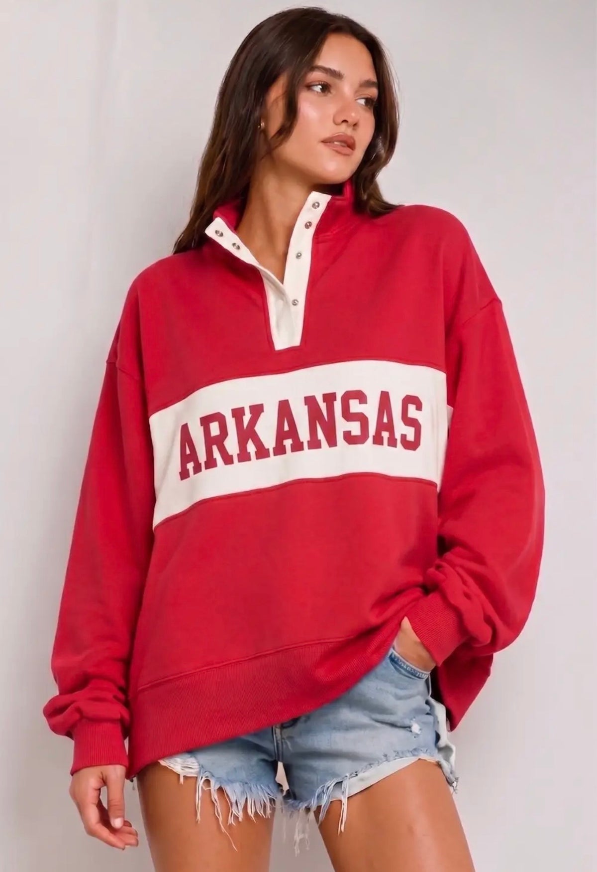 Red Arkansas Mock Neck