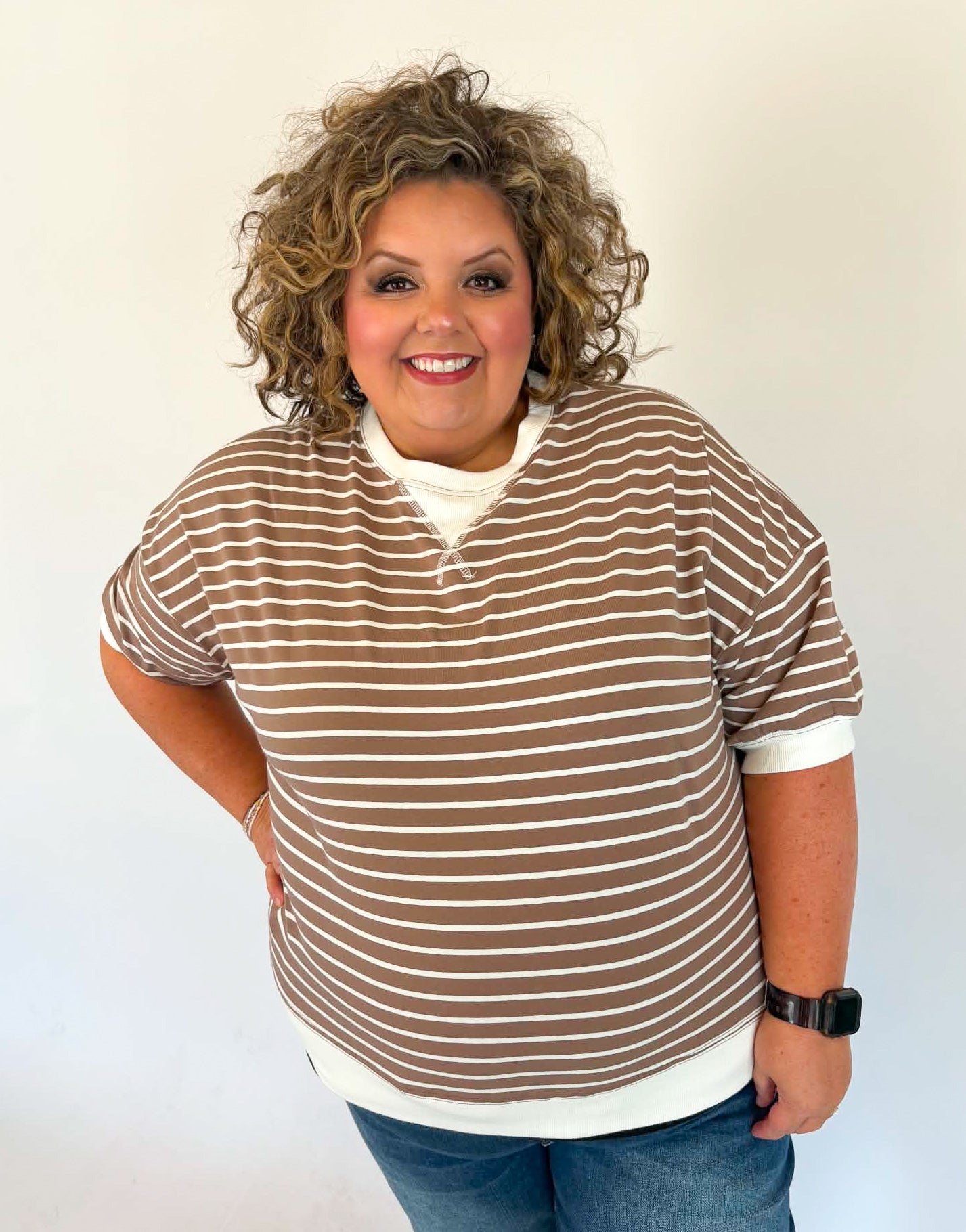 Plus Stripe Banded - Mocha