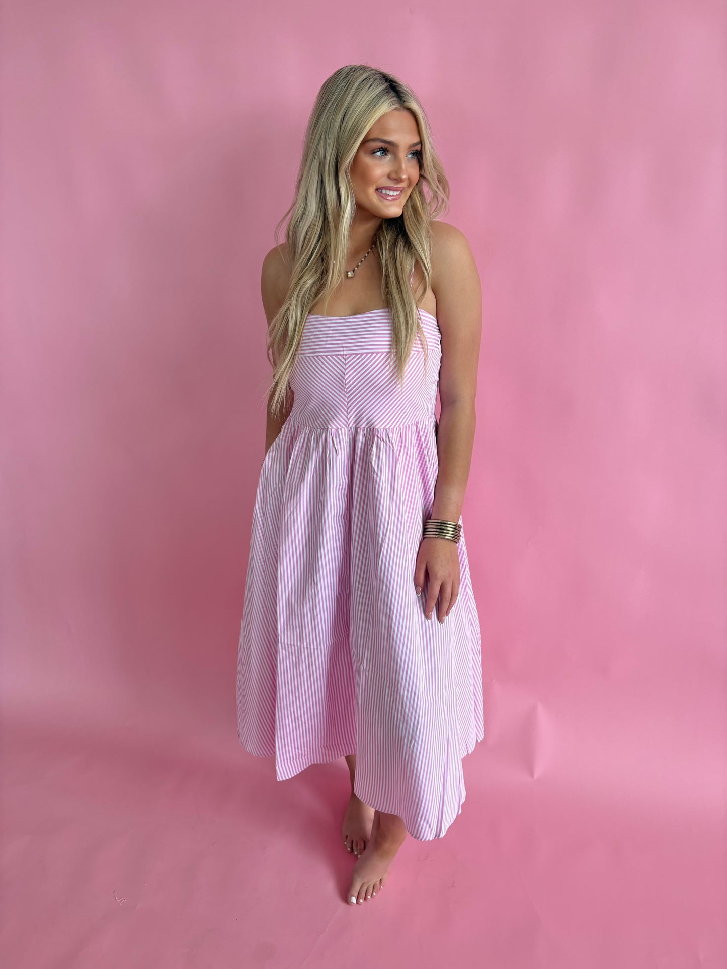 Spaghetti Strap Dress(Pink)