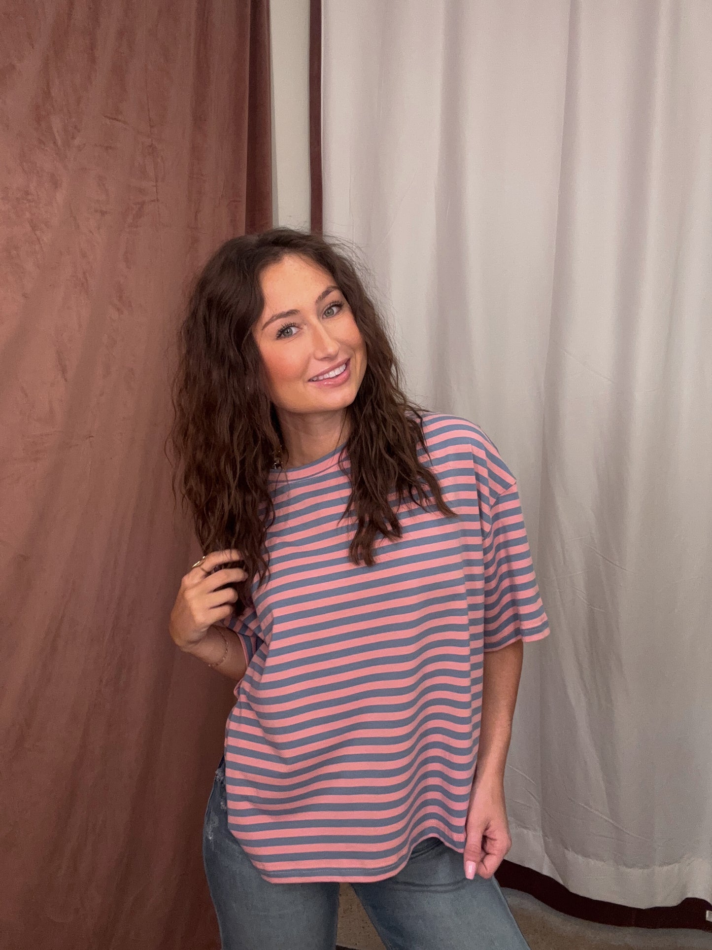 Oversized Boyfriend Tee-Rose