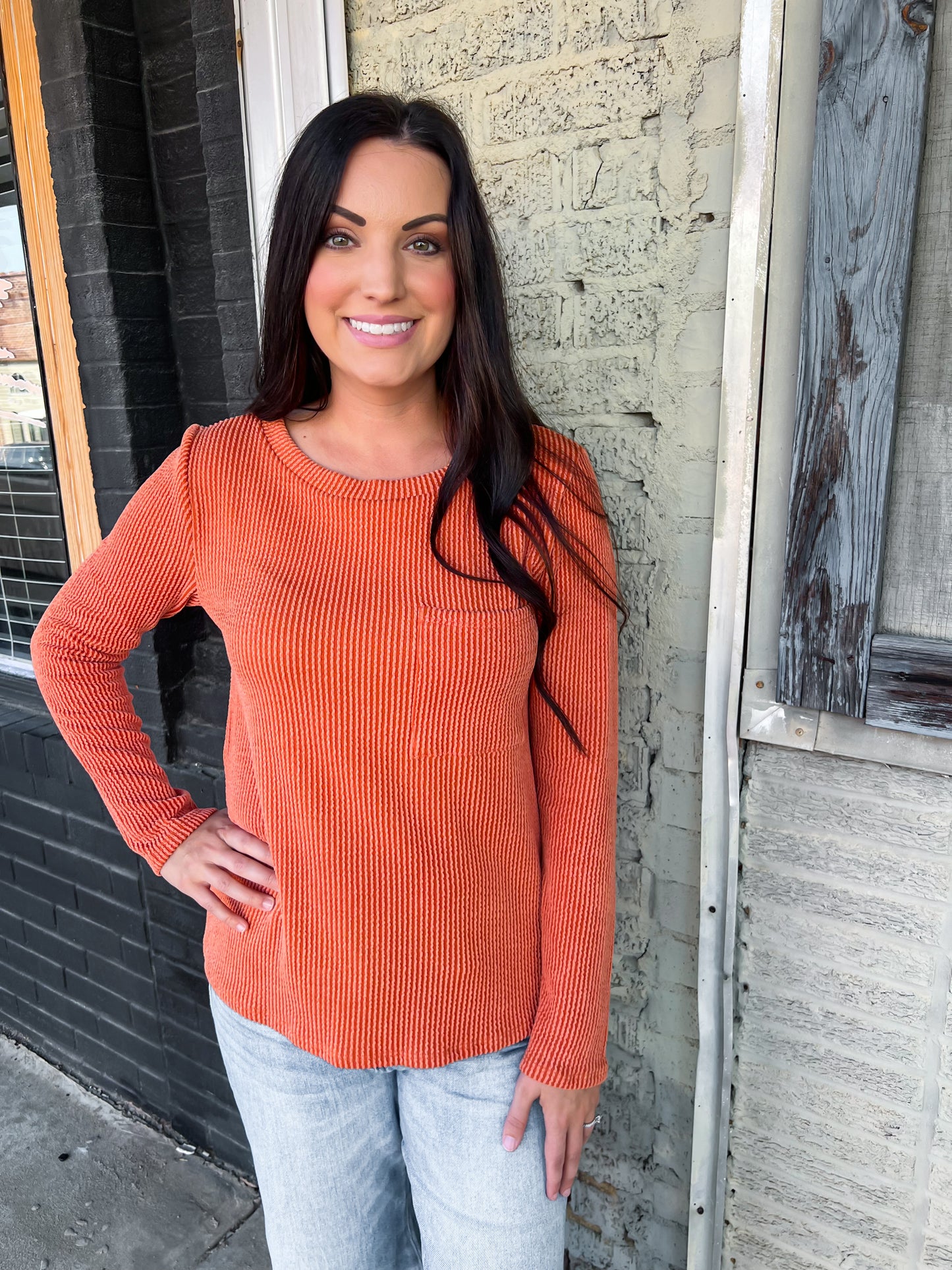 Solid Chest Ribbed Pocket