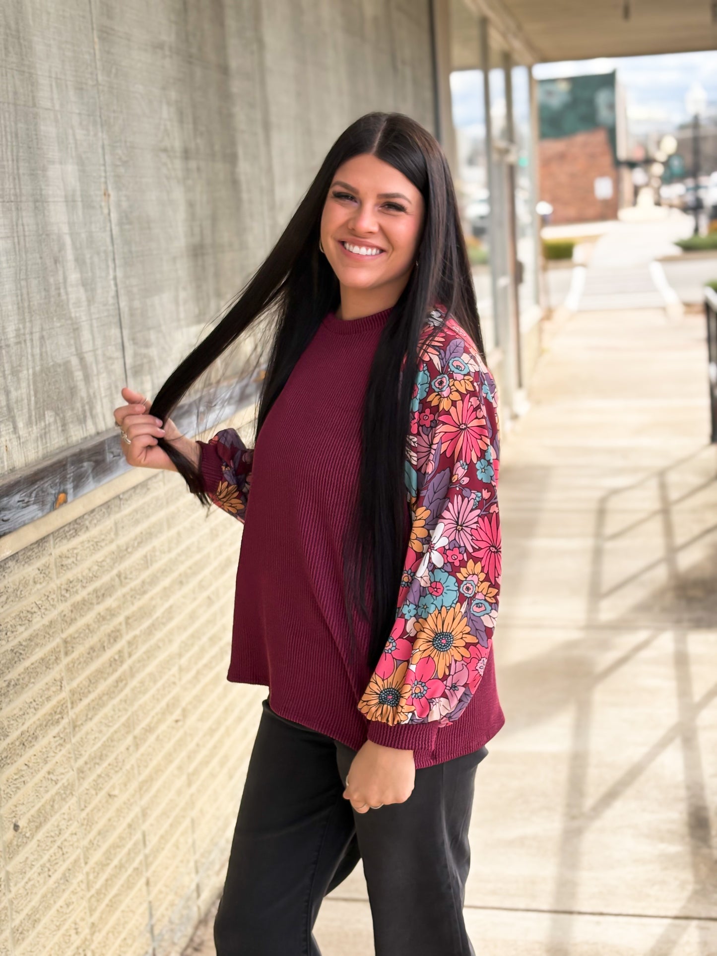 Burgundy Floral Top