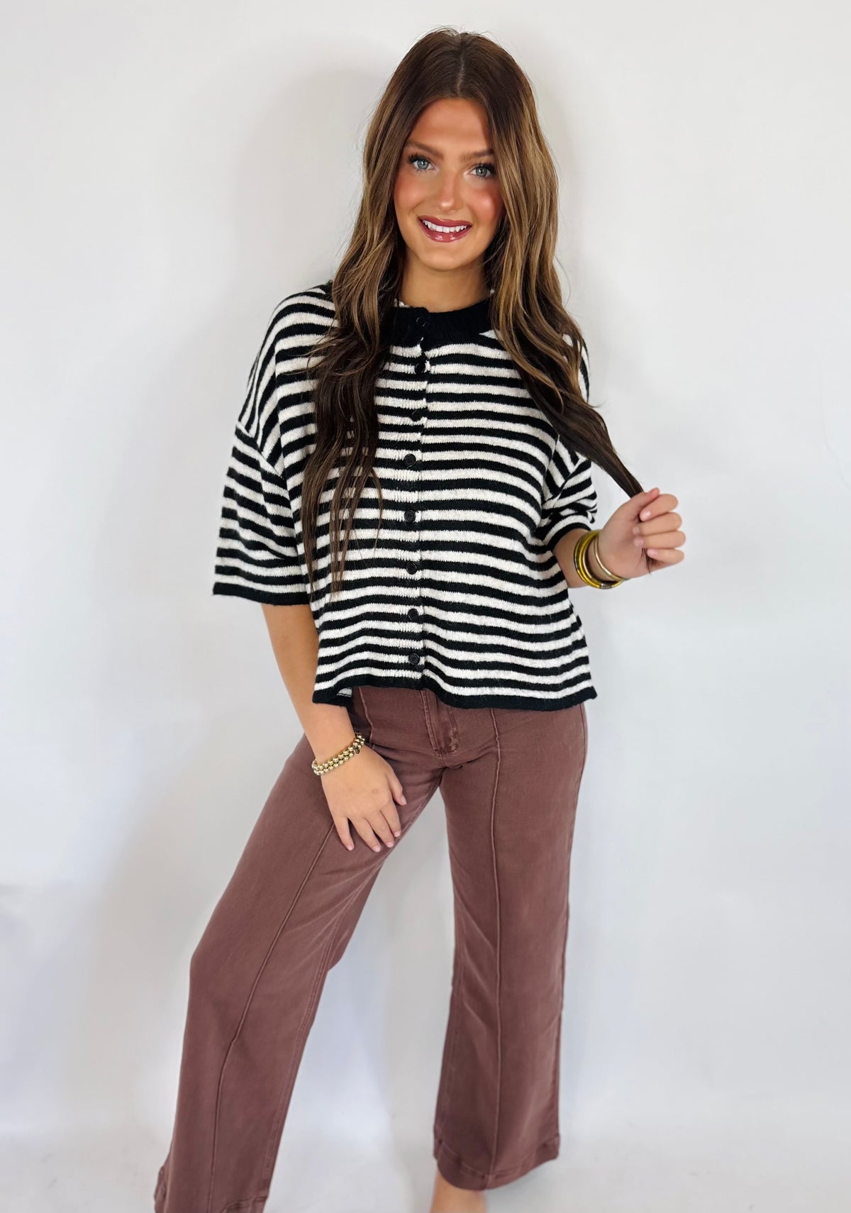 High Rise Wide Leg Jean-Brown