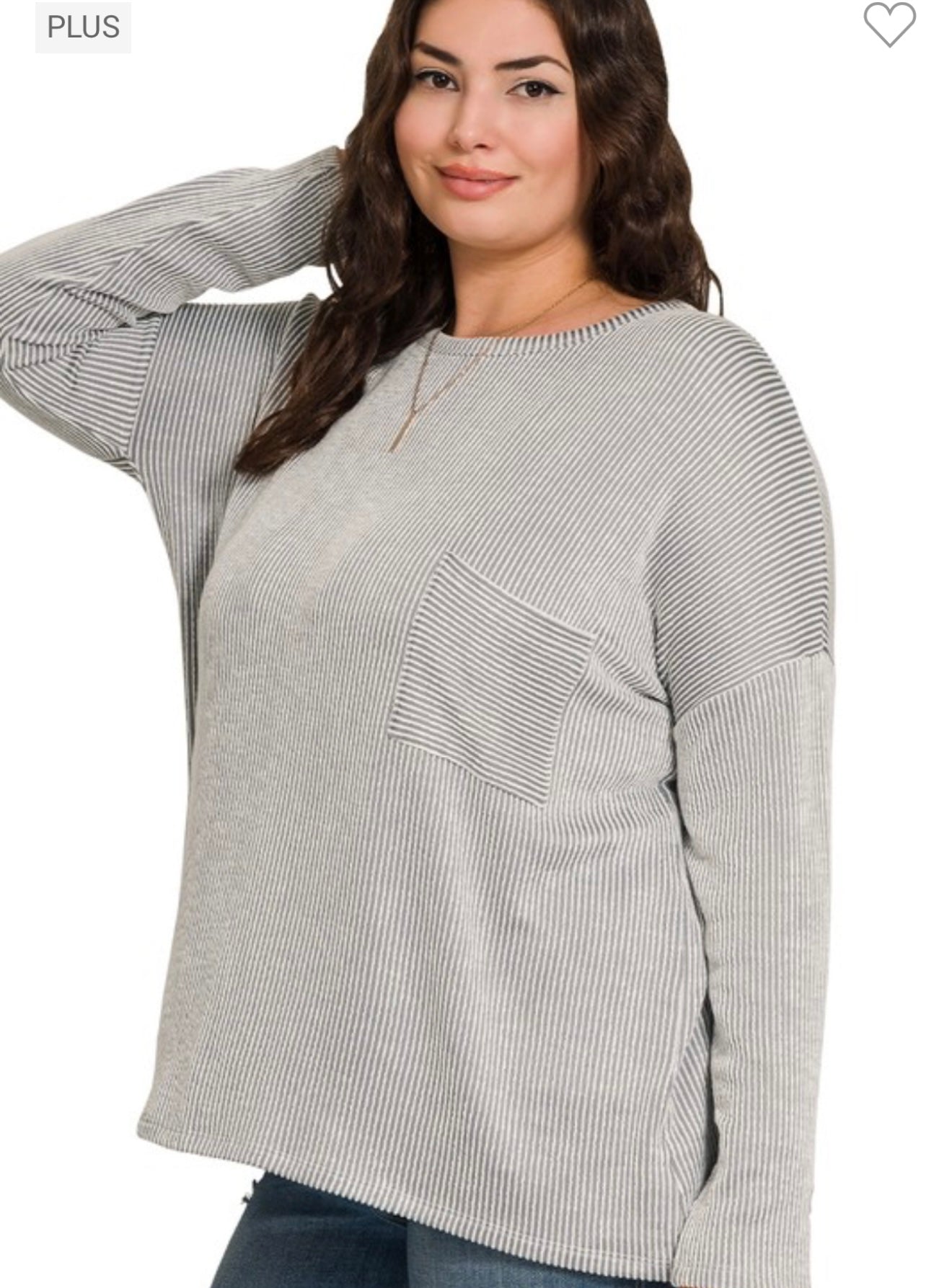 Plus Ribbed Pocket Top