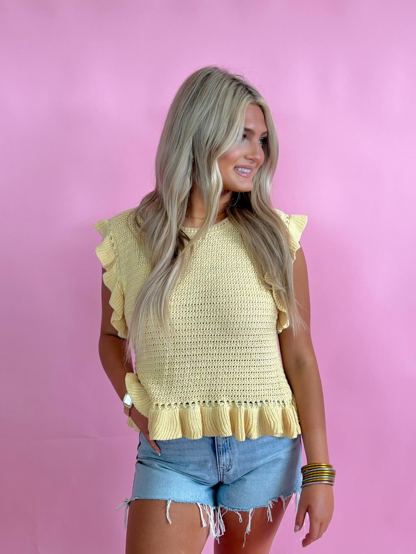 Ruffled Sweater Knit Top