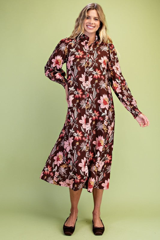Gigio Brown Mix Midi Dress