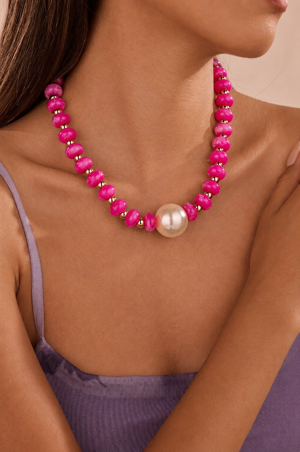 Fuchsia Pearl Necklace
