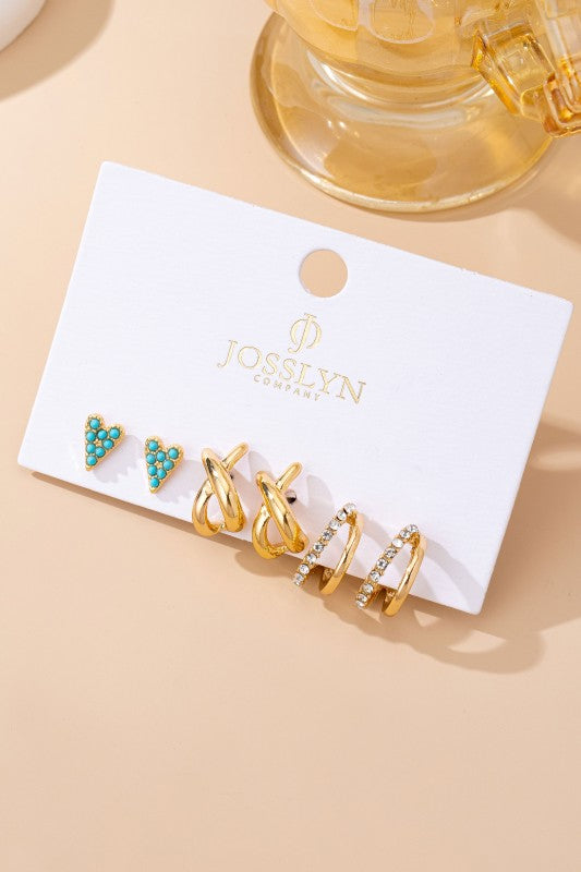 Turquoise/Gold Earring Set