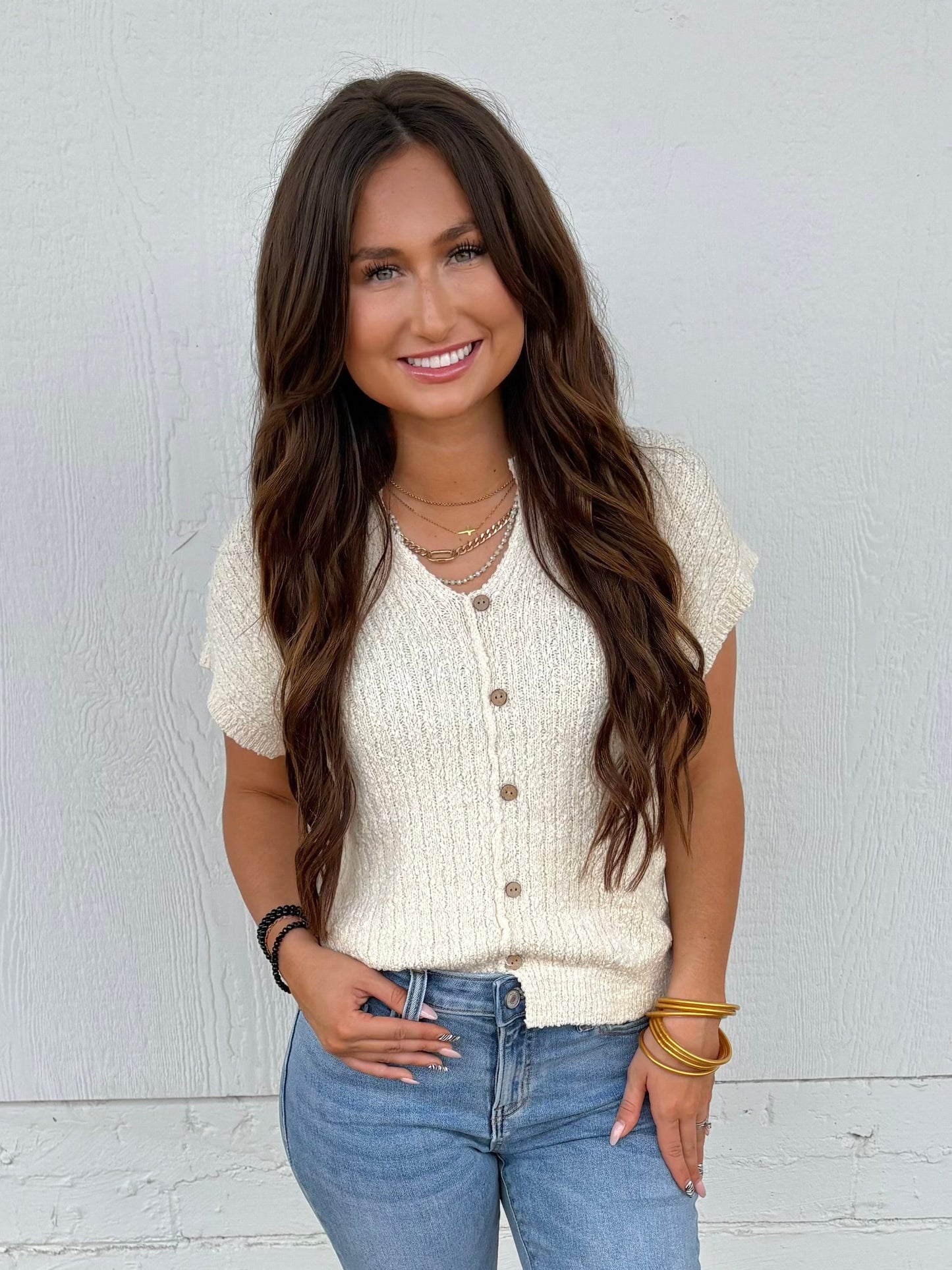 Button Down Knit Sweater(Cream)