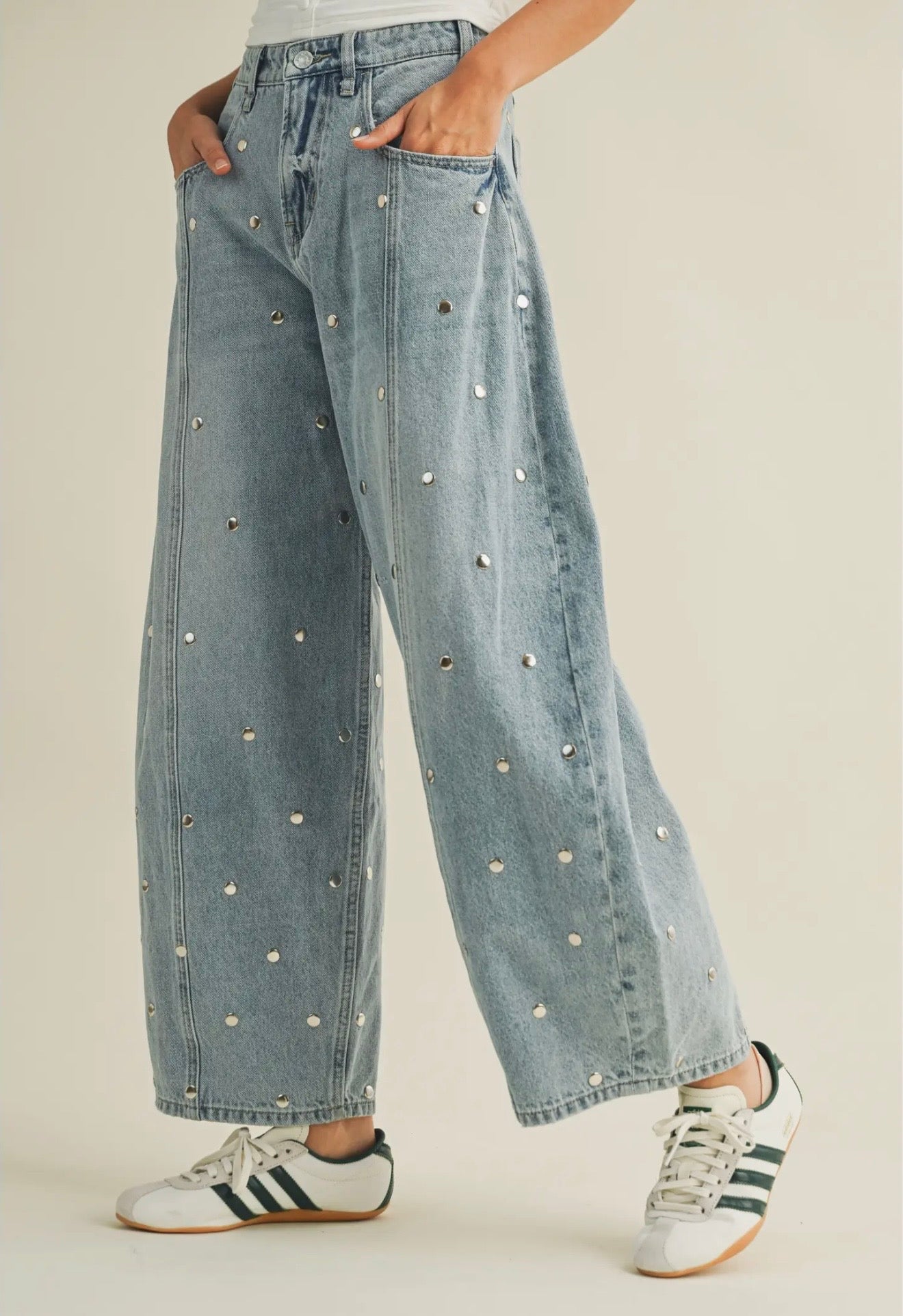 Studded Barrel Jean