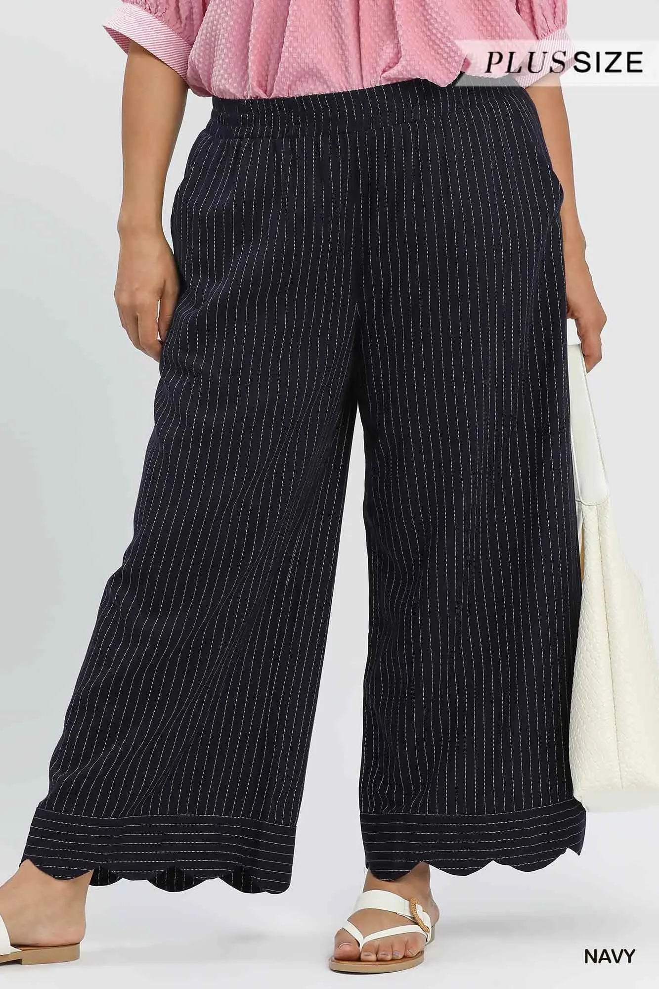 Plus Navy Pinstripe Pant