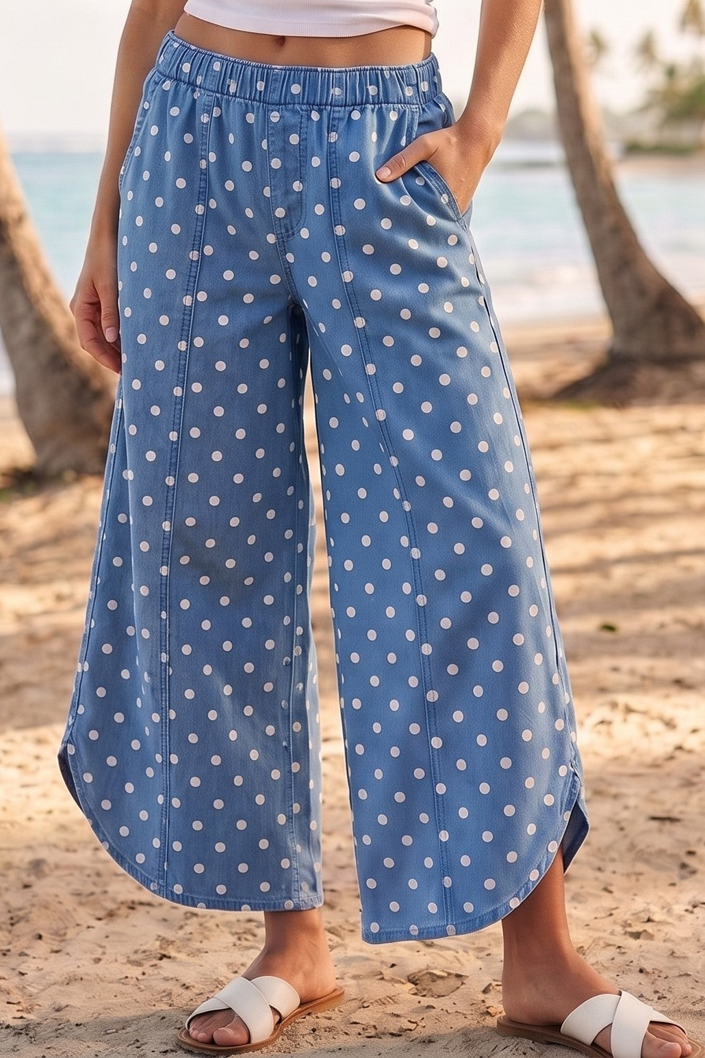 Deep Blue Dot Relaxed Jean