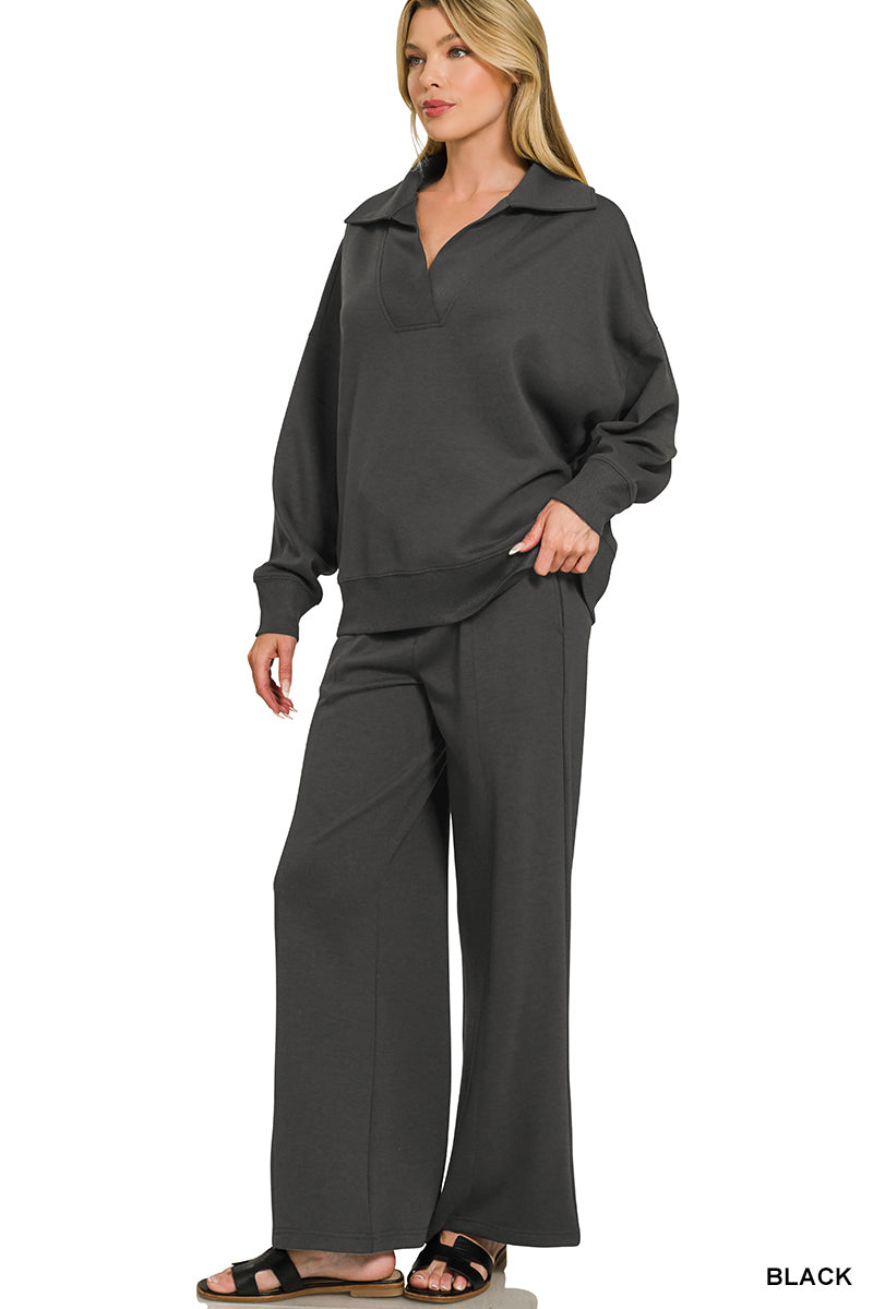 Zenana Collared Set-Black