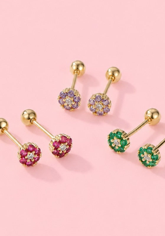 Crystal Flower Stud Earrings