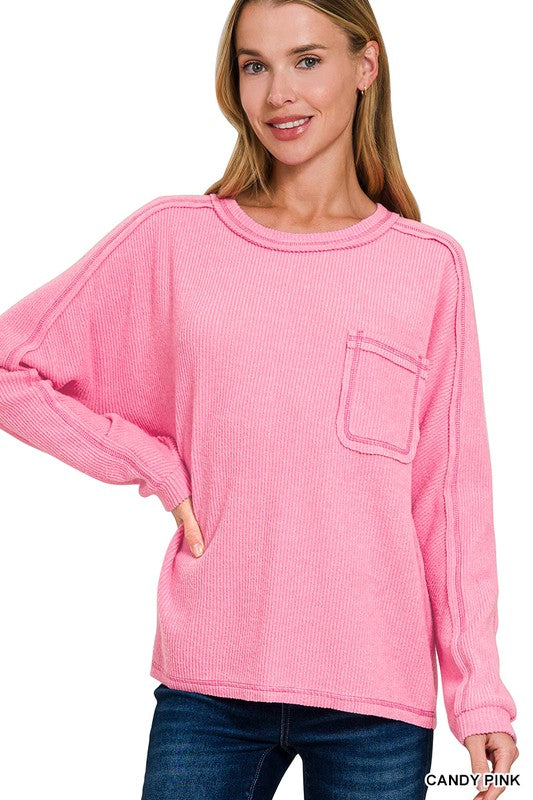 Ribbed Hacci Pocket Sweater
