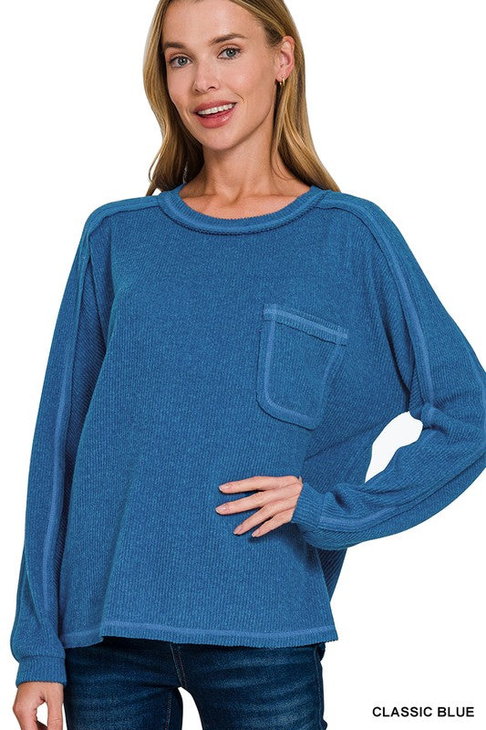 Ribbed Hacci Pocket Sweater